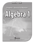 Glencoe Algebra Chapter 1 Resource Masters