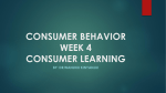 [Consumer Behavior] Week 4- Consumer Learning