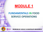 MODULE 1 - FUNDAMENTALS IN FOOD SERVICE OPERATIONS